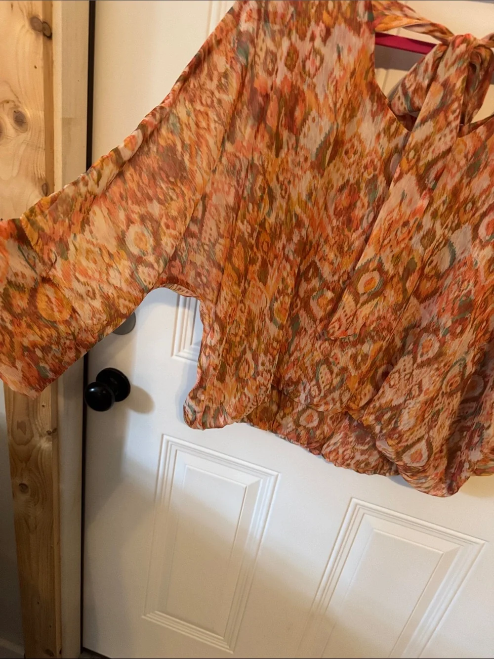 Liverpool Multicolor Ikat Print Blouse - Orange, Green